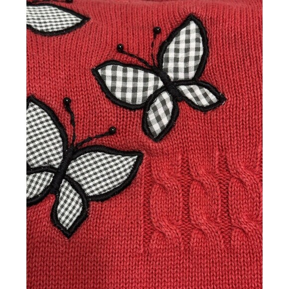 Y2K Beautiful Marisa Christina Sweater Vest Red with Butterfly Patch Detail M - Picture 4 of 5